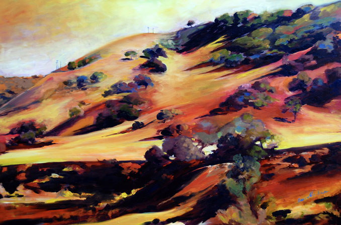 Autumn Hills Central California Coast Wine Country Santa Barbara painting by Francene Christianson