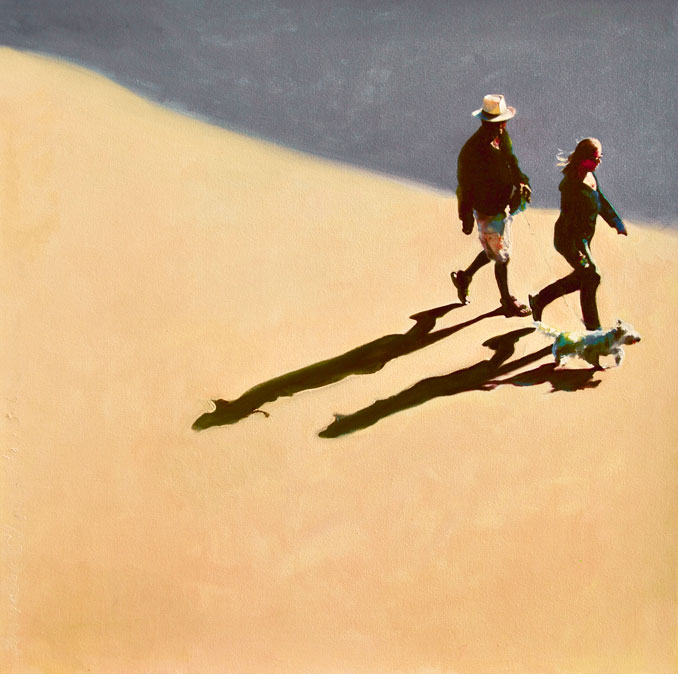 Beach Walkers figures on the beach original painting by Francene Christianson
