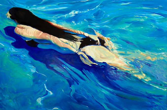 Clear Blue pool painting by Francene Christianson