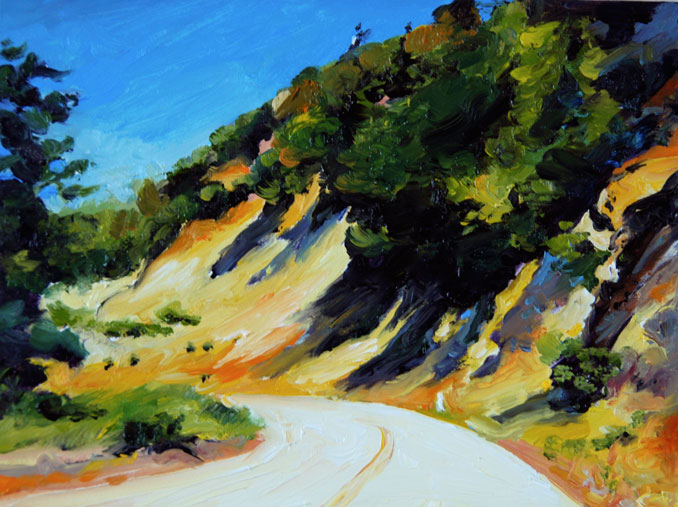 Curvy Road Los Padres National Forest California  landscape painting by Francene Christianson