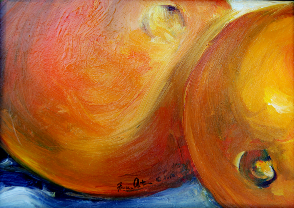 Healing Oranges, still life painting by Francene Christianson