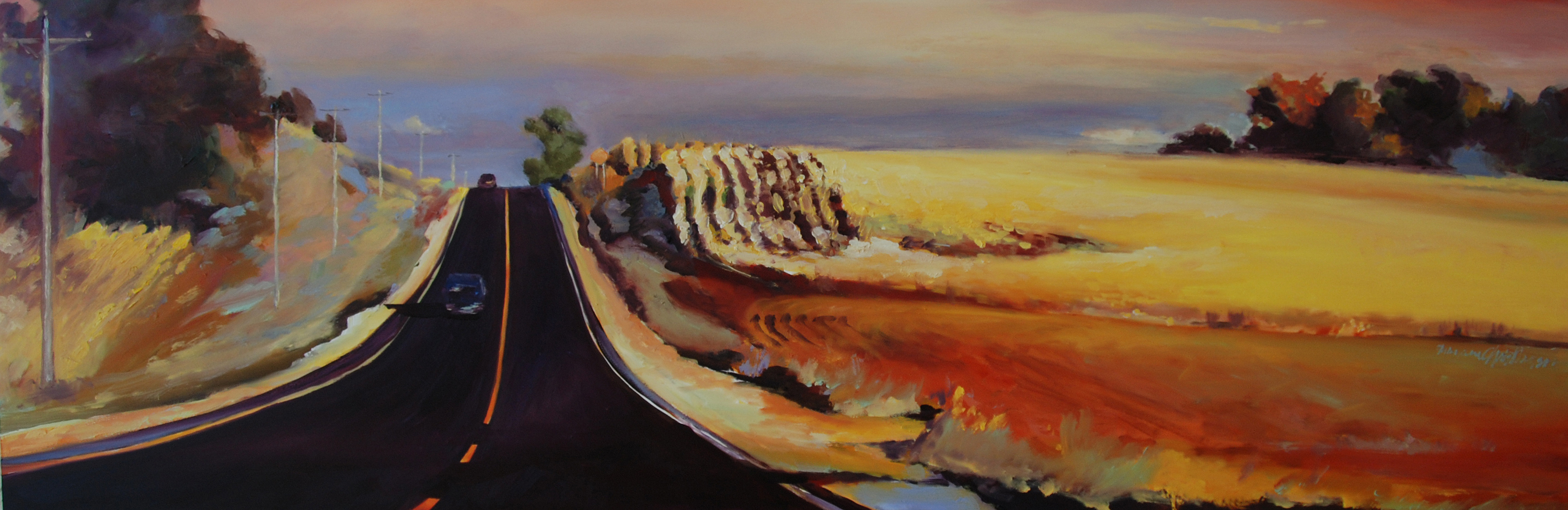 Highway 61 road to Red Wing near Mississippi River Minnesota oil painting by Francene Christianson