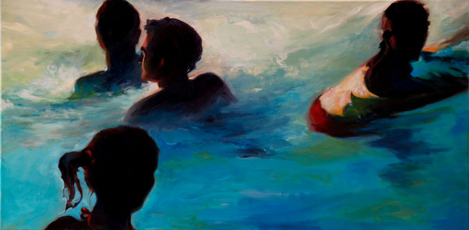 In the Pool figurative swim painting by Francene Christianson