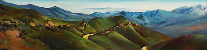 Long and Winding Road Los Padres National Forest California San Joaquin Valley landscape oil painting by Francene Christianson