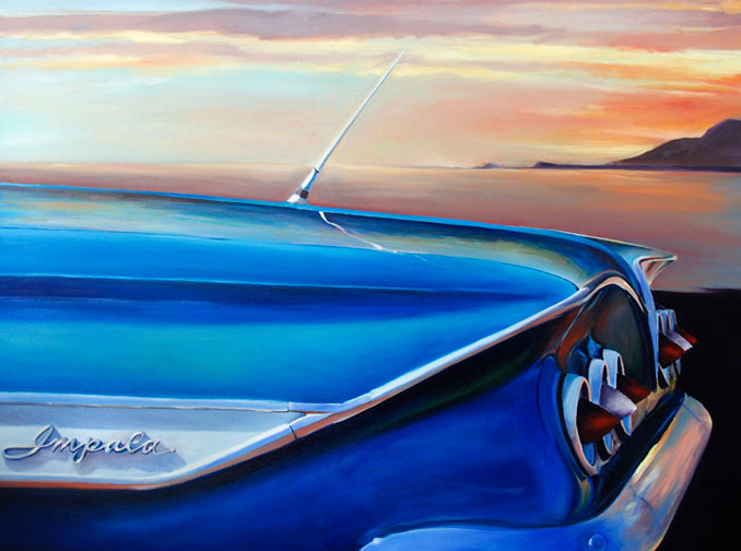 Summer Car 1060's Chevy Impala oil painting by Francene Christianson