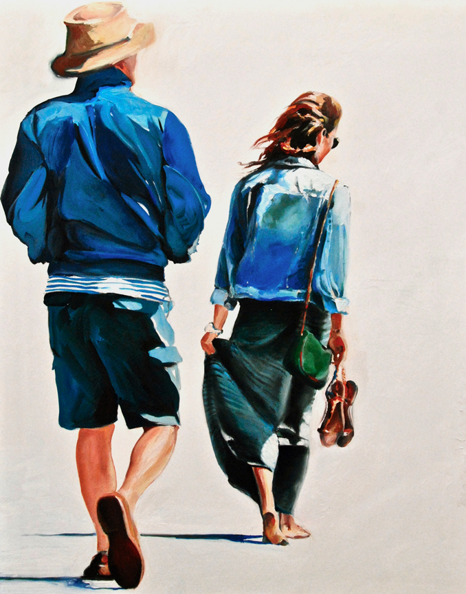 Walkers on the Beach original oil painting by Francene Christianson