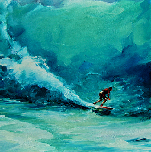 Almost Flying original oul painting of a surfer by Francene Christianson