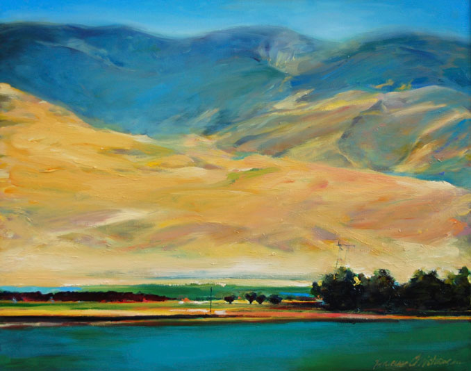 Blue Rimmed Valley landscape oil painting by Francene Christianson