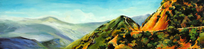 California Gold Los Padres National Forest landscape painting by Francene Christianson