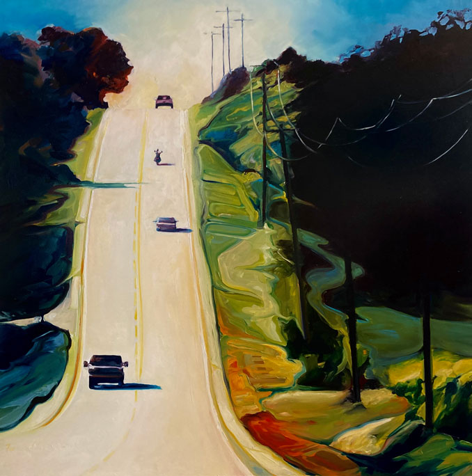 Enchanted Highway original landscape painting by Francene Christianson
