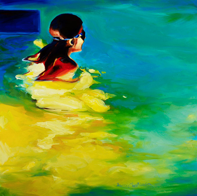 Evening Swim 2 pool painting by Francene Christianson
