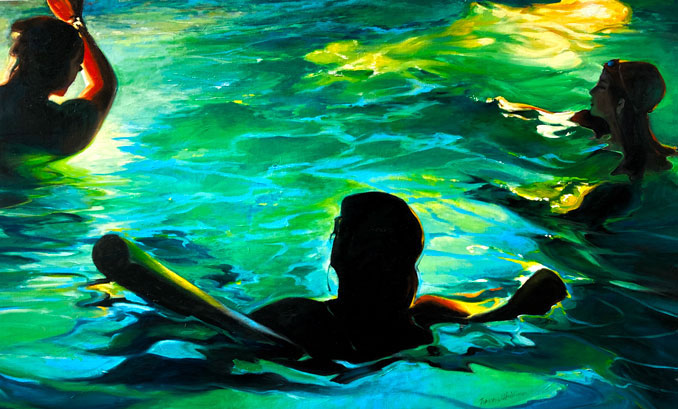 Evening Swimmers oil painting by Francene Christianson