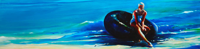 On the Innertube figurative swim painting by Francene Christianson
