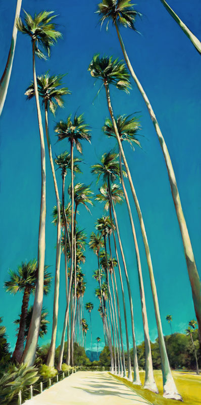 Palisades Park palm trees California original oil painting by Francene Christianson