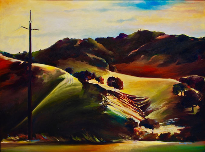 Passing View of wine country in California original oil painting by Francene Chridtianson