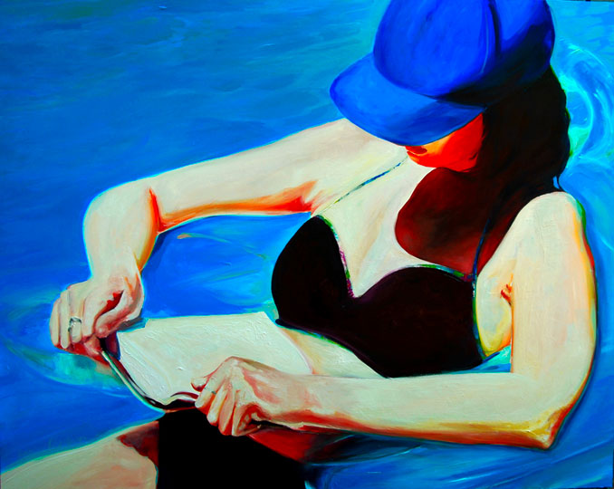 Poolside Book Club painting by Francene Christaianson