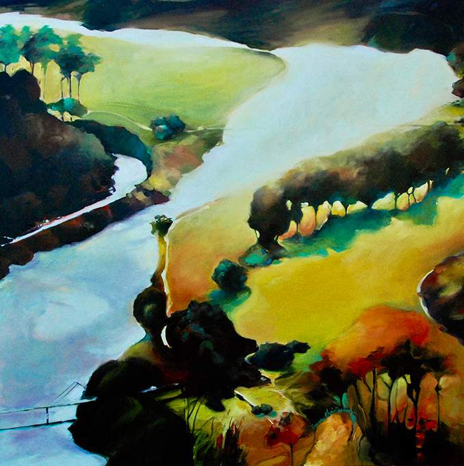 River to the Sea original oil painting by Francene Christianson California Central Coast Wine Country San Luis Obispo end of day before the sunset