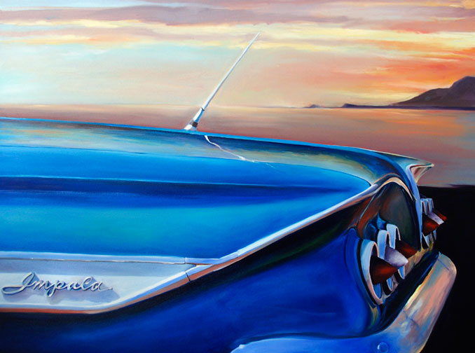 Summer Car 1060's Chevy Impala oil painting by Francene Christianson