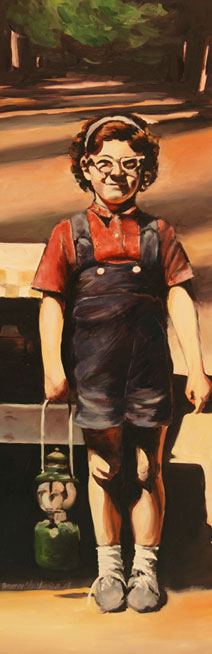The Camper portrait of Yosemite camper circa 1963 oil portrait by Francene Christianson