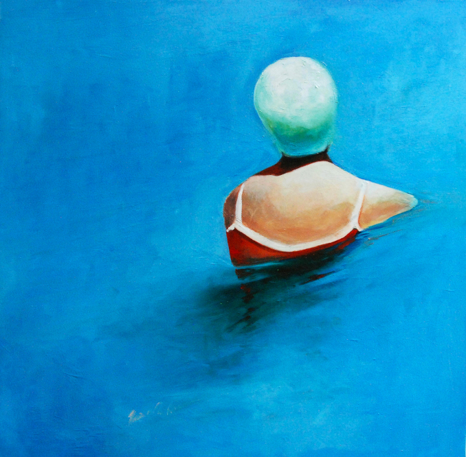 In the Pool 2 figurative painting by Francene Christianson