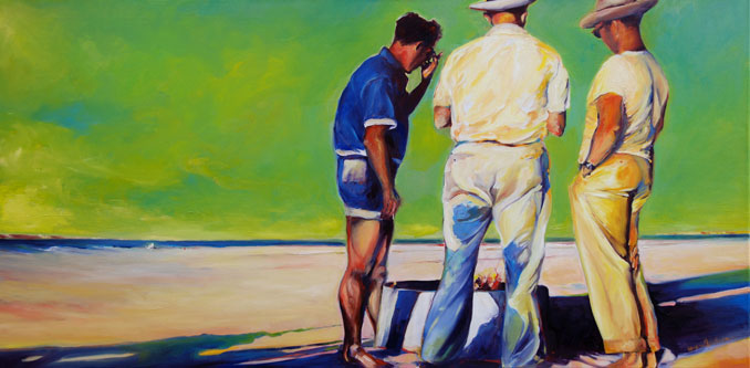 Newport Dunes Newport Beach California Cook-out Bonfire painting by Francene christianson